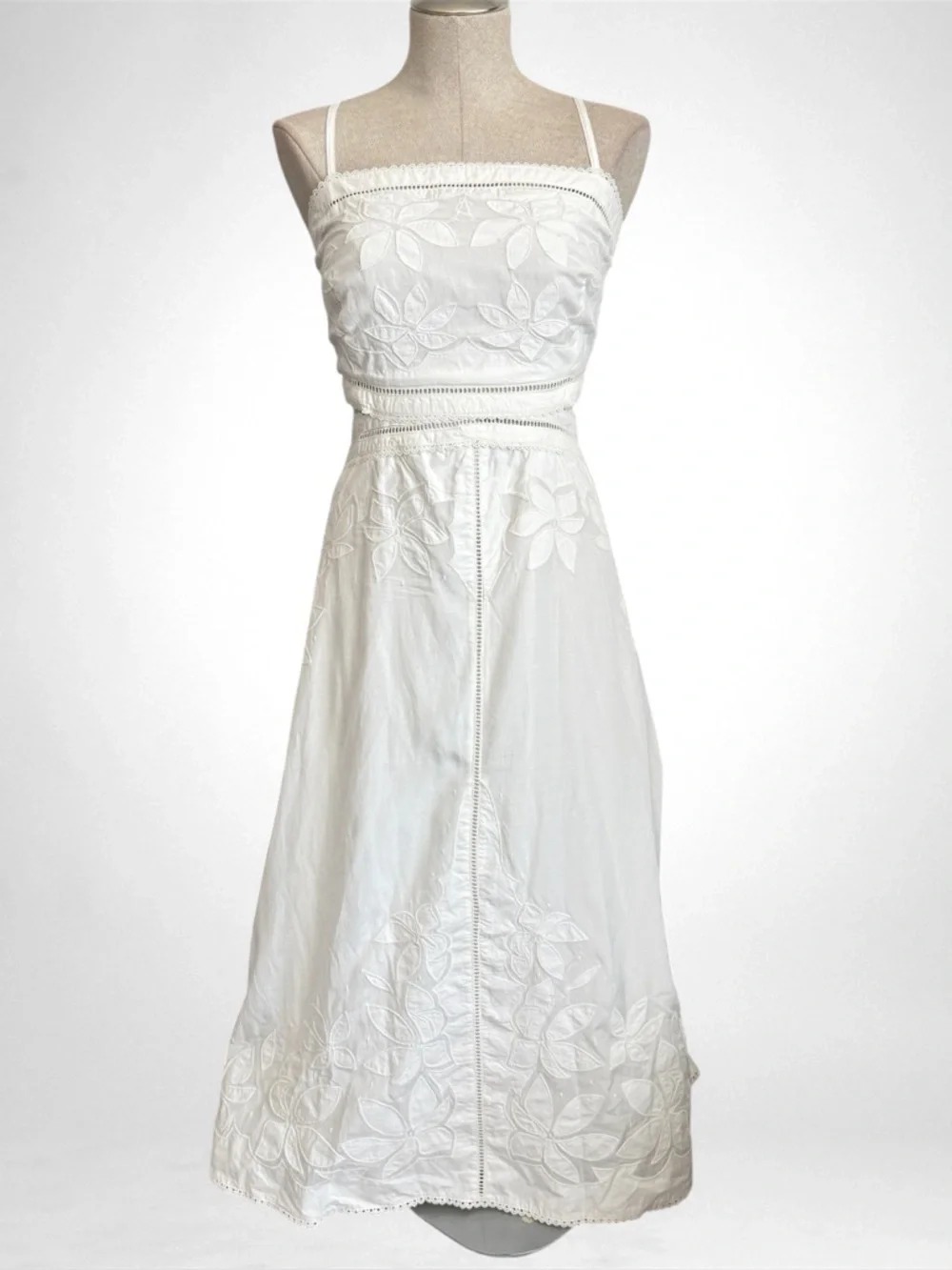 AllSaints Mala Broderie Dress Chalk White Size US 10 / UK 14 NWT - Picture 1 of 13